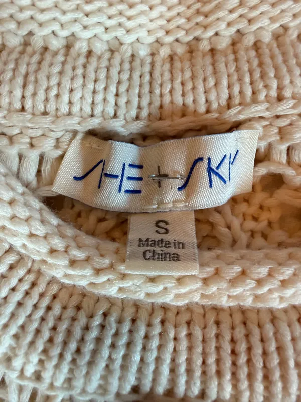 She + Sky Bobble Knit Sweater Top Open Knit Boho Coastal Size S - Image 2