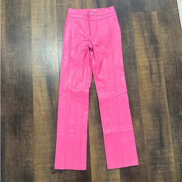 I.AM.GIA Pink Faux Leather Straight Leg Pants XS - Image 2