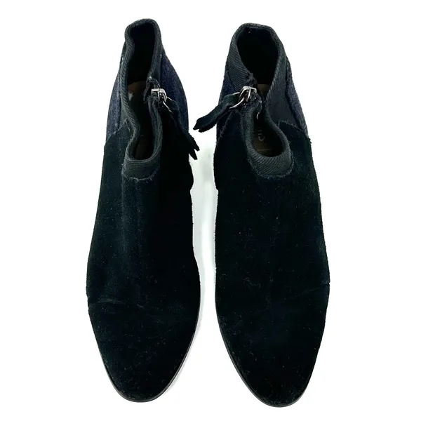 Toms Size 6.5 Boots Black 2"‎ Heel Side Zip Pointed Toe Leather Suede Workwear - Image 2
