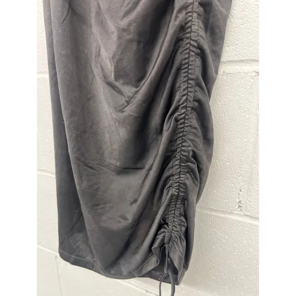 New Free People Intimately Sz L Gray Adiustable Ruched Satin Slip Midi Dress - Image 4