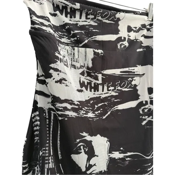 White‎ Fox Get Closer Black / White Graphic Print Mesh Mini Tube Dress Size XL - Image 5