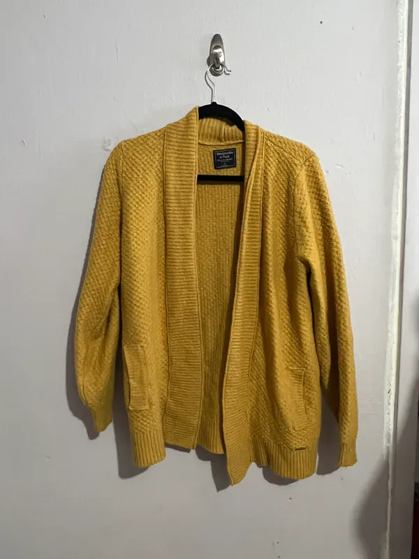 Abercrombie Womens Yellow Wool Blend Oversized Open Cardigan Size S - Image 4