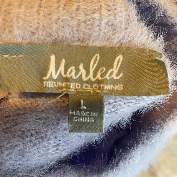 Marled Sweater Short Sleeve Eyelash Knit Mock Neck Lavender Purple Womens Large - Image 5