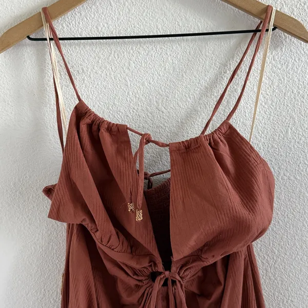 Free People Boho Elegant Rust Brown Dress Medium - Image 2