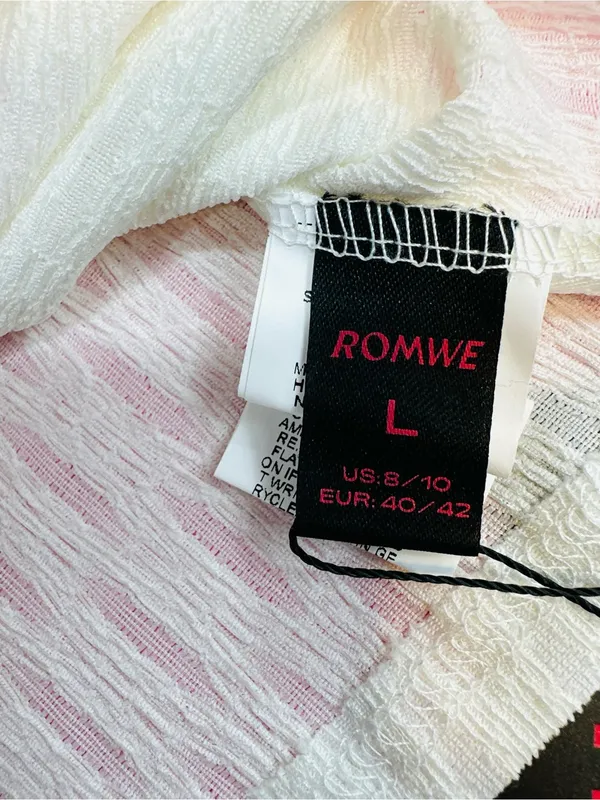 ROMWE White Crop Top with Pink Ribbon Ties - Image 7