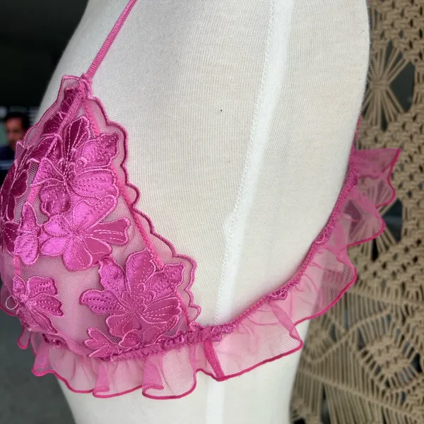 Free People Floral Lace Pink Bralette - Image 6