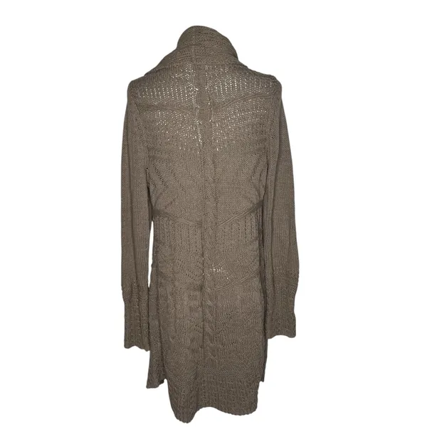 Angel of the North Anthropologie Brown Romi Cable Longline Open Front Cardigan - Image 5