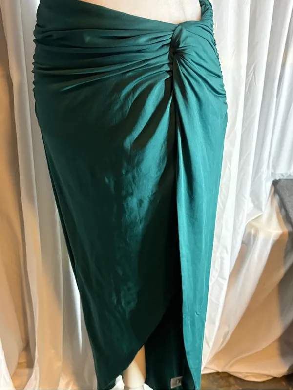 Womens Sarong Emerald Green Thigh High Slit Maxi Skirt Size M - Image 6