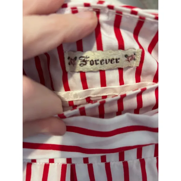 Vintage Forever Medium Red White Striped Mini Skirt Made USA Coquette Twee - Image 5