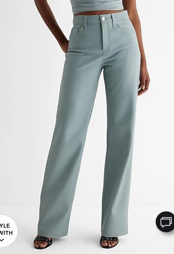 Express Blue Faux Leather Pants - Image 3