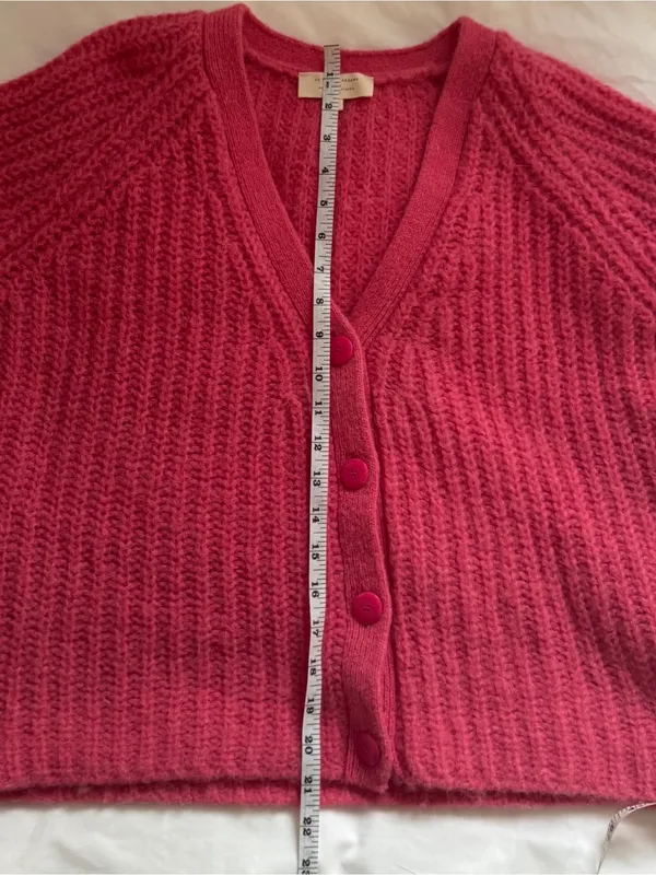 Sezane Basile Cardigan Pop Pink Alpaca Wool Chunky Knit Sweater XS - Image 12