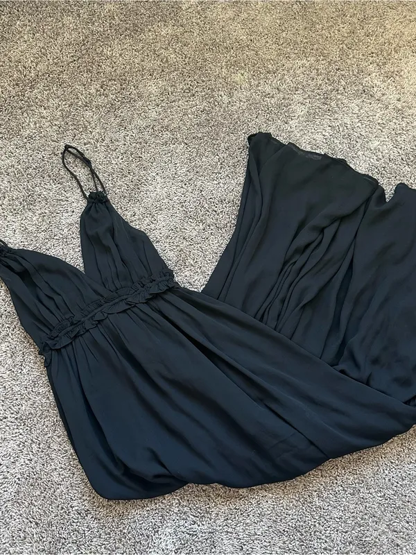 Abercrombie & Fitch Black Spaghetti-Strap Maxi Dress - Image 3