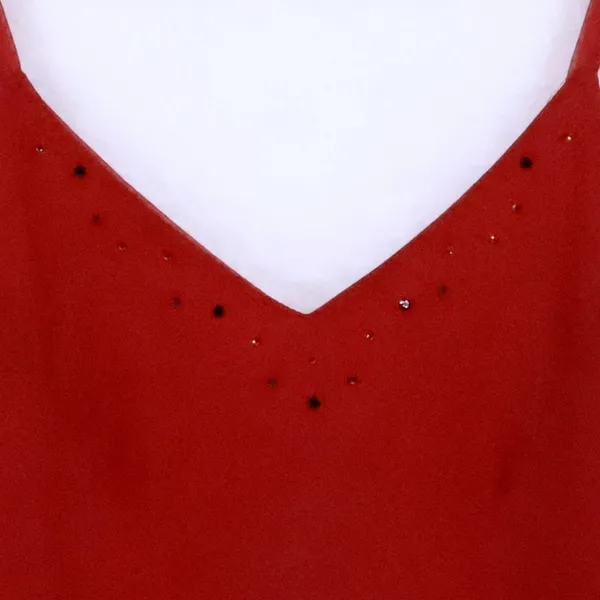 Jonathan Martin Vintage Y2K Silk Chiffon Dress Fairy Whimsigoth Size‎ 8 Deep Red Rhinestone Vamp - Image 2