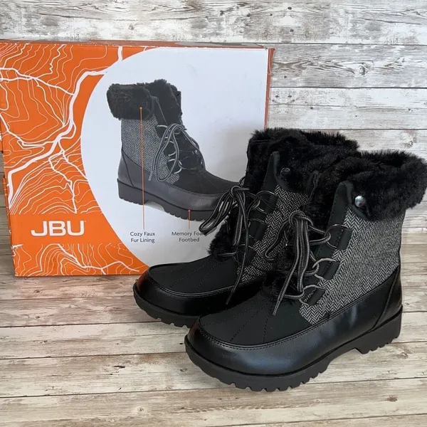 JBU Women’s Boots Size 6‎ Black Memory Foam Waterproof Warm Winter Faux Fur NWT - Image 8