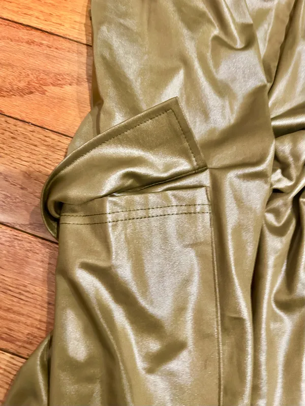 BUZZ FASHION Cargo Wide Leg PULL-ON SATIN Effect heigh waisted stretchy pants L - Image 16