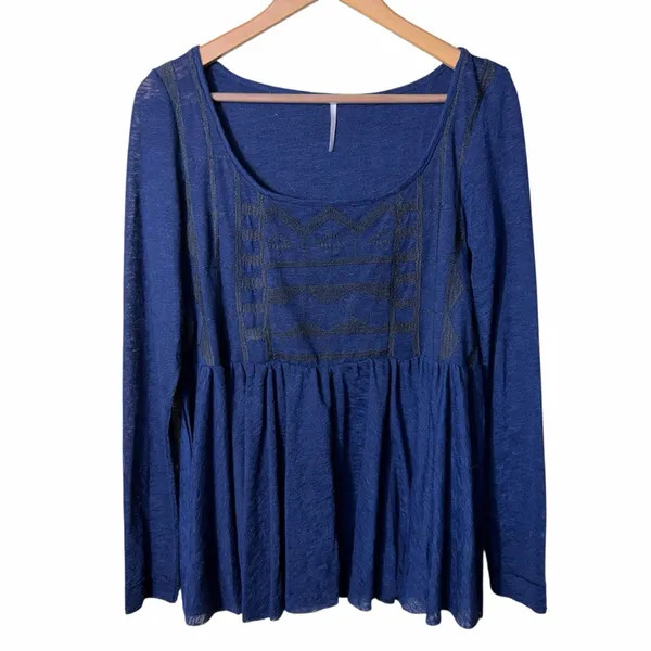 Free People Long Sleeve Babydoll Top Size Large - Image 2