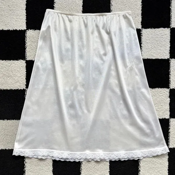 Vintage White Nylon Slip Skirt S - Image 2