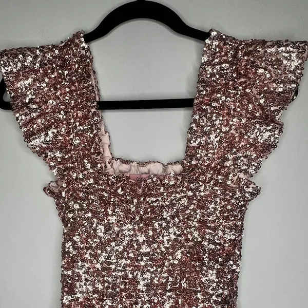 Hill House The Ellie Rose Gold Sequin Nap Dress XXS - Image 4