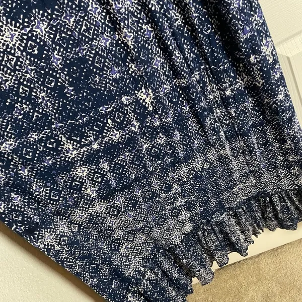 Lucky Brand John Robshaw Crochet Lace Back Maxi Dress Navy Blue White Small Boho - Image 6
