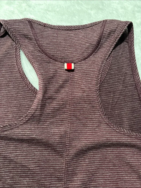 Tracksmith size medium Heathered Plum Stripe Racerback Training Tank Purple - Image 9