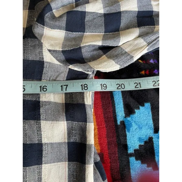 American Eagle Blue/White Plaid Buttons Tiered Long Sleeve‎ Size S Flowy Ruffles - Image 8