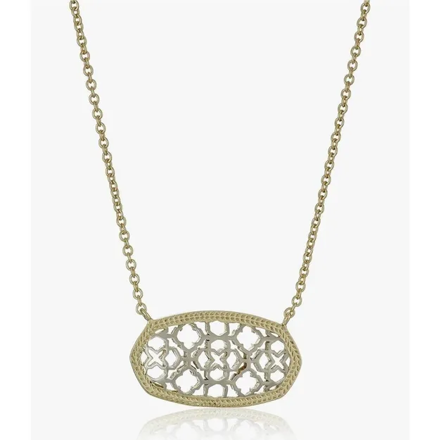 NWT! Kendra Scott Dollie Gold and Silver Filigree Pendant Necklace - Image 3