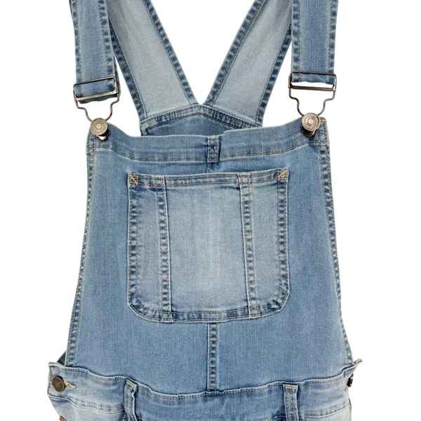 KanCan Denim Overall Mini Dress Women S Light Wash Frayed Hem Coastal Y2K Boho - Image 5