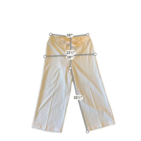 Calvin Klein ivory pleat front tie waist crop pant small - Image 3