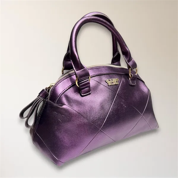 Victoria's Secret Y2K Metallic Purple Quilted Satchel Handbag‎ McBling Retro Bag - Image 2