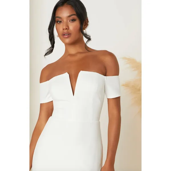 NEW Lulus Loveliest Aura White Off-the-Shoulder Mermaid Maxi Dress Wedding XS - Image 4