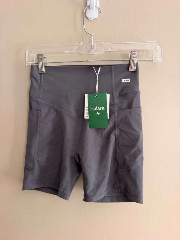 Halara XS Biker High-Waist Shorts With Pockets -scrunch butt lift XS - Gray - N - Image 2