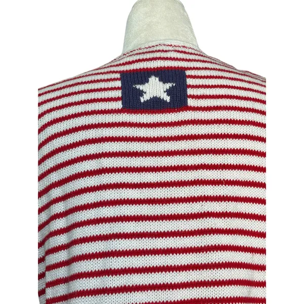 Northern Isles American‎ Flag Patchwork Knit Stripe Knit Vest Medium Patriotic - Image 4