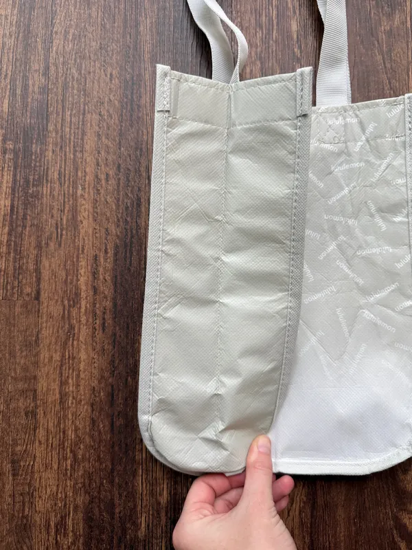 White and Gray Lululemon Small Reusable Bag - Image 4
