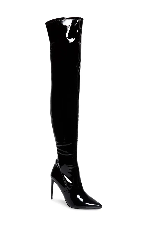 NWT Steve Madden Viktory Patent Over-The-Knee Boots in black. Size 9 - Image 5