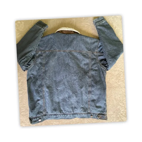 Wrangler Sherpa Lined Denim Trucker Jacket Mens L Blue Cotton - TEAR/READ - Image 11