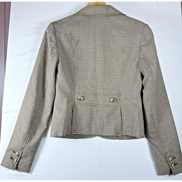 The Limited Women Brown‎ Houndstooth Four Pocket Button Front Blazer Jacket Size M - Image 2
