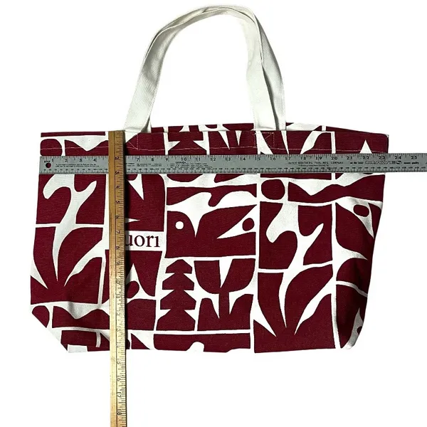 VUORI Tote Bag Limited Edition Holiday 2025 Canvas Maroon White Large Bag - Image 4