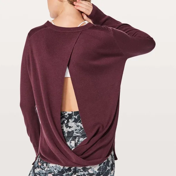 Lululemon Bring It Backbend Sweater Redwood Size 14 Cashmere Blend $118 Keyhole - Image 4