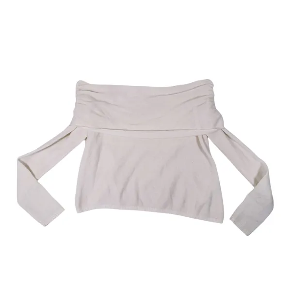 Abercrombie & Fitch Merino Wool Off Shoulder Sweater XXL Cream Cozy Old Money - Image 2