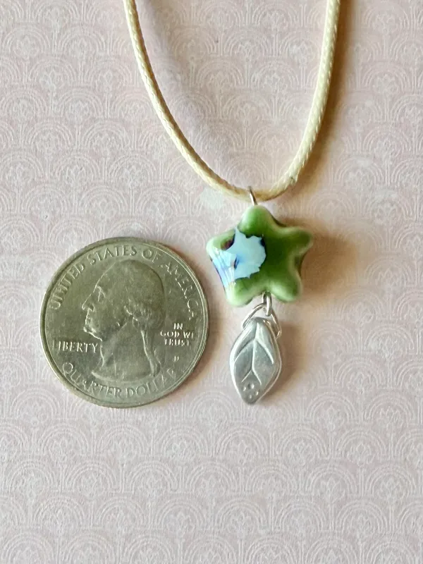 Handmade green ceramic star boho fairy cottage y2k necklace⭐️💚 - Image 6