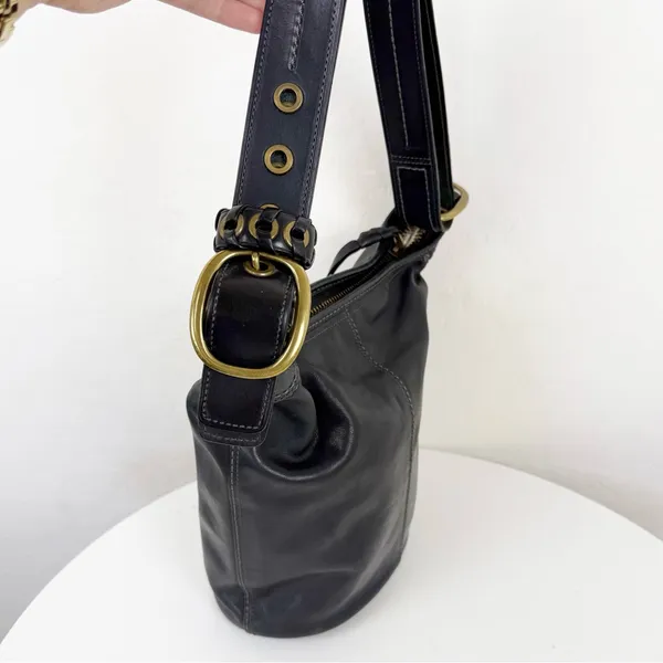 Coach Vintage Bleecker Tattersall Duffle Bucket Bag 11422 Black - Image 5