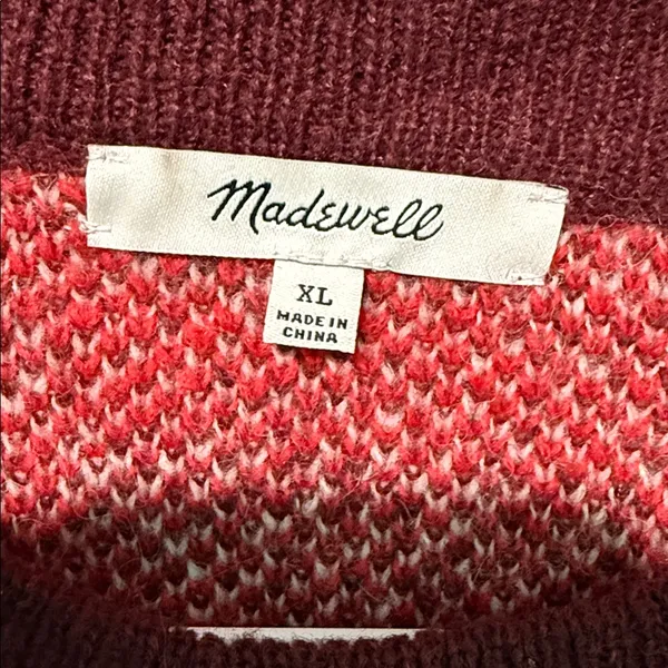 Madewell Red Checked Plaid Fenimore Pullover Sweater, size XL. - Image 6