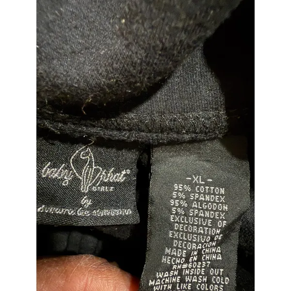 Baby Phat Girls Black‎ Zip Up Track Jacket Sequin Stripe Velvet Cat Crest XL y2k - Image 7