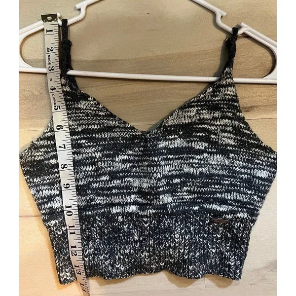 Abercrombie & Fitch Women Medium Heather Grey Black White Knit Bralette Crop Top - Image 7