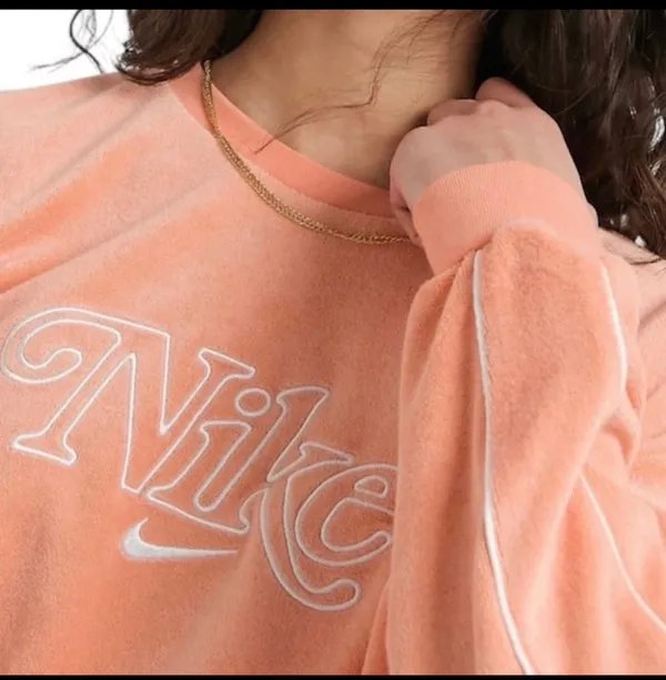 Nike Cropped Sweatshirt Terry Cloth Beach Orange Retro M Relax Fit - Image 2