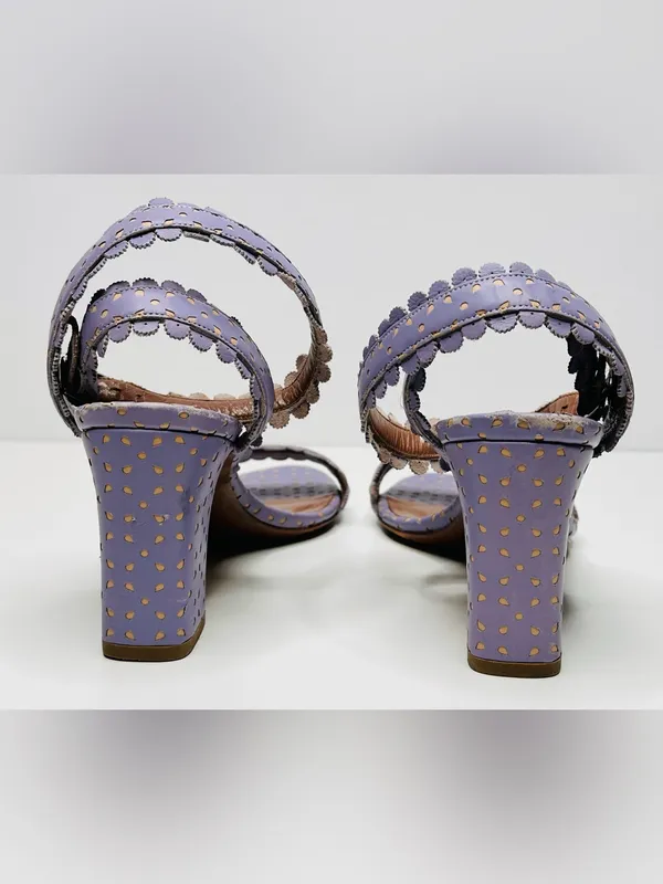 Tabitha Simmons Leticia Lavender Purple Perforated Leather Sandals Heels Shoes - Image 5