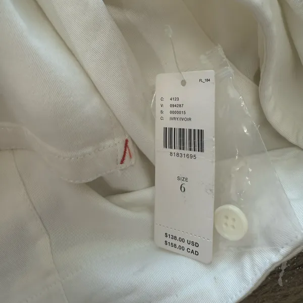 Anthropologie Maeve‎ Ivory White Cropped Pants size 6 NWT - Image 3