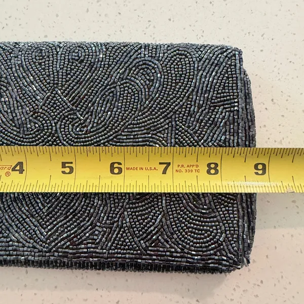 Vintage‎ Beaded Clutch Purse Womens Gray Luxury Holiday Gatsby Cocktail Formal - Image 6