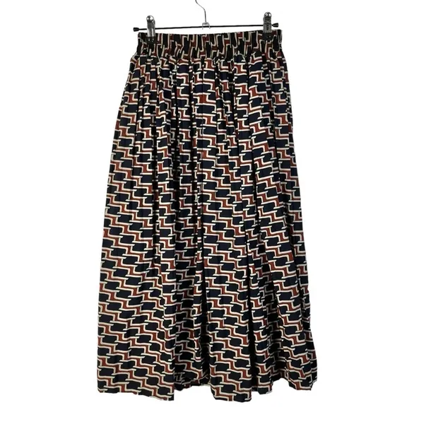 Boutique Stone Flower Navy Blue &‎ Red Printed Maxi Skirt S - Image 2