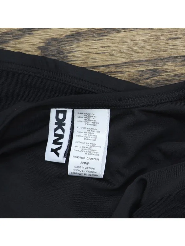 DKNY Womens O-Ring-Trim Crossover Ruched Tankini Top Swim DIMKS208 Black S - Image 3